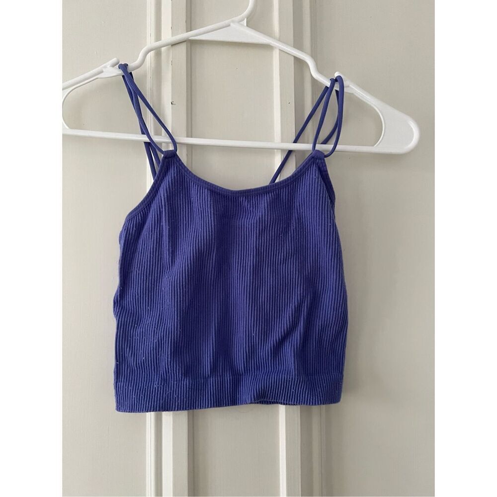 Colsie women's purple ribbed cropped tank top XS